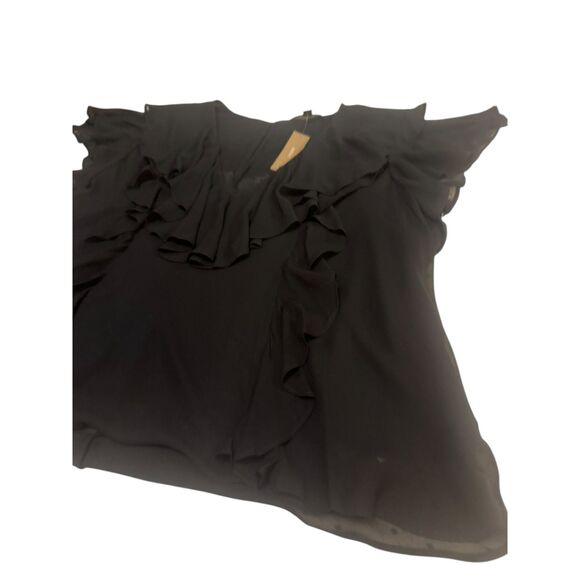 J.CREW NWT Blouse 2X Black Ruffled Chiffon Layered Cami V-Neck Career Sexy Top - Picture 10 of 14